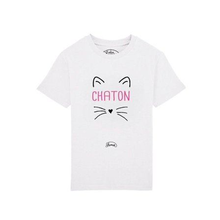 Lasten T-paita - SHAMAN - Valkoinen Kissa - 100% Luomupuuvilla - Lyhyet Hihat - 12 vuotta