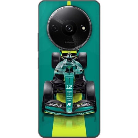 Yhteensopiva Puhelinkuori Xiaomi Xiaomi Redmi A3 Aston Martinin Formula 1 -auto vihreässä kilpailumuotoilussa, jossa on moderni studiosentuntma