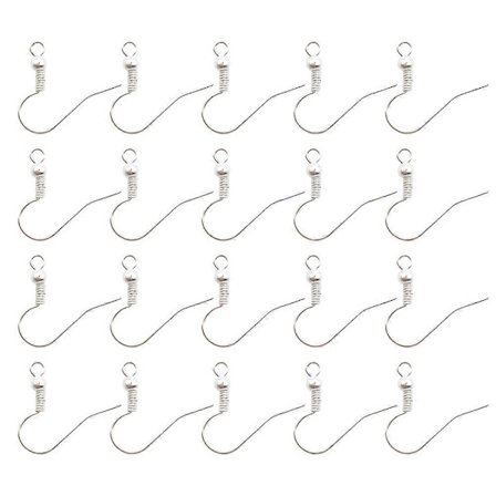 200 stk. Simple allergivenlige øreringetilbehør Metal Fjederperle Ørekrog til Kvinder Damer (Sølv)