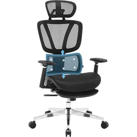 Rootz Ergonomic Mesh -toimistotuoli - Ty tuoli - S dett v ristisel ntuki - 3D-k sinojat - Hengitt v istuin - 49,5 cm x 49,5 cm x 74,5 cm