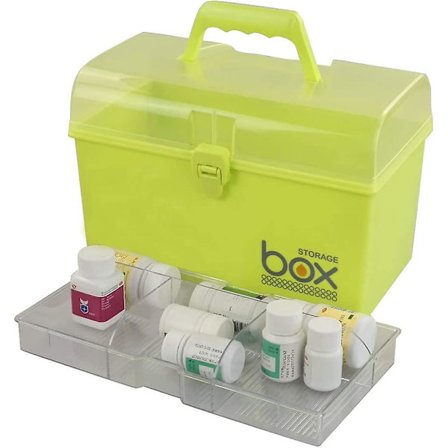 Korkeampi muovinen ensiapuvarastolaatikko, järjestyslaatikko, vihreä, 1 pakkaus