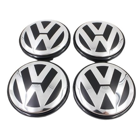 4-pak - Volkswagen VW Center Cap/Hub Emblem - Sølv Automotive 65mm