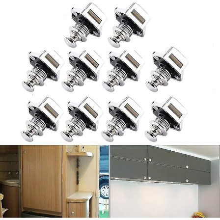 10 Metalltrykknapper for campingvogndør, lastebil, yacht, hyttedør (sølv)