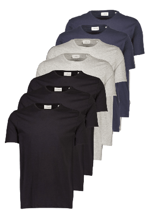 Lindbergh Basic o-neck tee S/S 7 pack Överdelar Herr Svart S