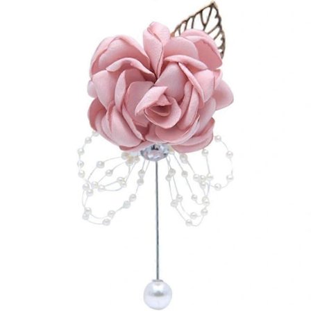 Herr Boutonniere Knapphålsblomma Brudgum Marskalkar Best Man Boutonniere Corsage för Bröllop Bal Skolbal (Champagne Rosa, 2-pack)