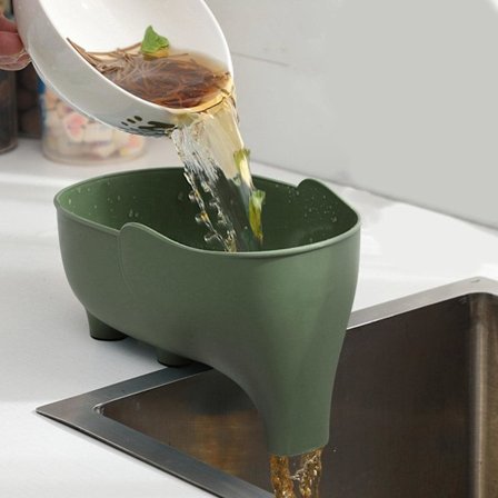 (Grøn) Elefant afløb, Elefantformet hjørneafløbssil, Vask