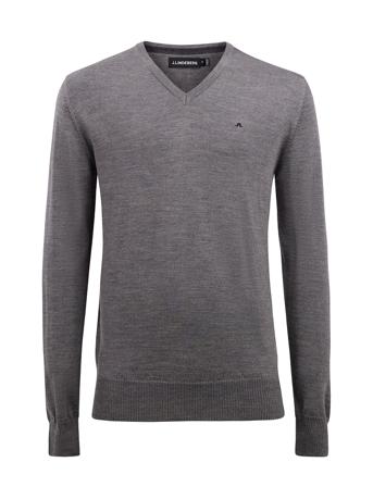 Lymann True Merino Knit Strikkegenser V-krage Grå J. Lindeberg