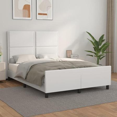 Vidaxl Sängram Med Huvudgavel Vit 140x190 Cm Konstläder Vit