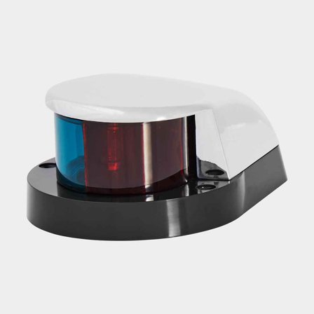 Lampa kombinowana do montażu centralnego, 10 W, 12 V, 112.5°, chromowany top/plastik, 100 x 82 x 55 mm, czerwony/zielony, do łodzi < 12 metrów + 