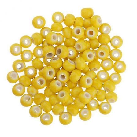 3x100 st 6mm keramiska lösa pärlor berlocker för Diy smyckestillverkning gul