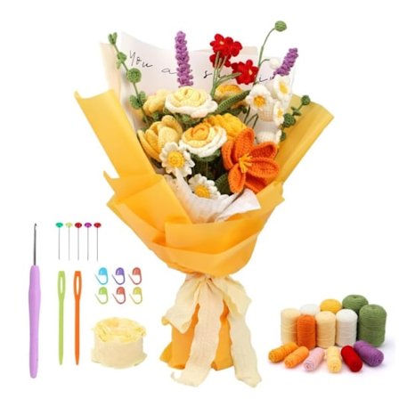 Nybörjarset för virkning, komplett stickningsstartset för vuxna med steg-för-steg-videohandledning, lär dig virka set, vuxna (ros)