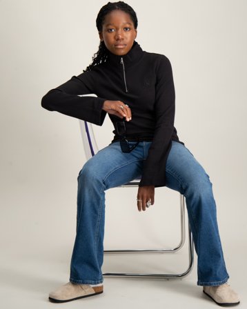 Calvin Klein WAFFLE JERSEY ZIP UP LS TOP Schwarz Pullover Mädchen - Kids Brand Store