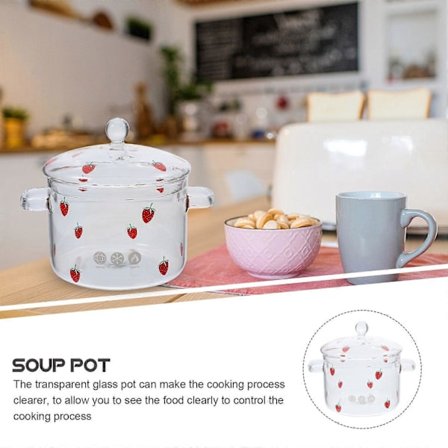 Høj Borosilikatglas Gryde Med Låg Og Dobbelt Øre Nudel Glas Gryde Ramen Gryde