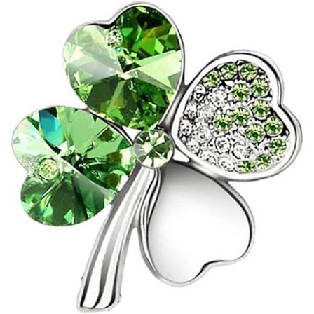 Lucky Leaf Brosjåler Bling Diamant Krystall Brosje Nål for Kvinner Jenter
