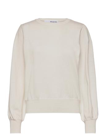Slfamanda Ls Knit O-Neck M White Selected Femme