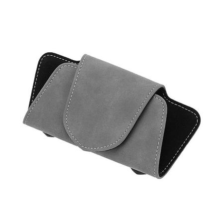 Bilbrilleveske Suede Auto Solskjerm Brilleholder Solbriller Klippekort Billettholder Universal Multifunksjon Biltilbehør| | Gray