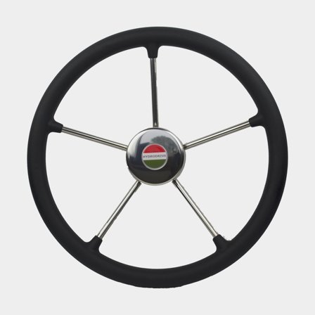 Volant de bateau à moteur Hydrodrive 16020-VRB 35, acier inoxydable & plastique, Ø350 mm, avec moyeu, convient pour axe de volant 3/4′′ (19 mm), noir/