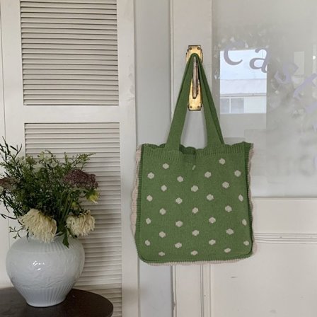 Stickade handväskor för kvinnor Retro Wool Woven Bag Shopping Bag