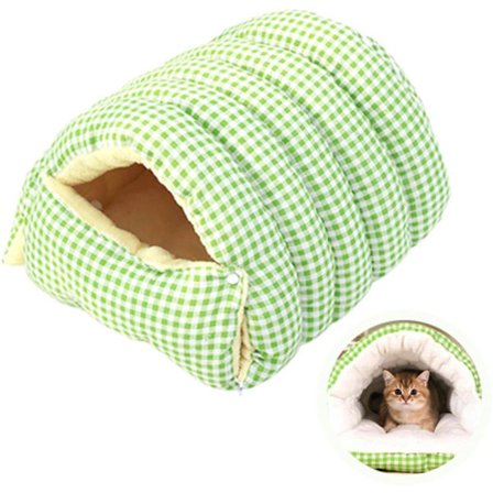 Grön Pumpa Kattgrotta Säng Litet Hundhus med Avtagbar Kudde Kompatibel med Katter och Små Hundar