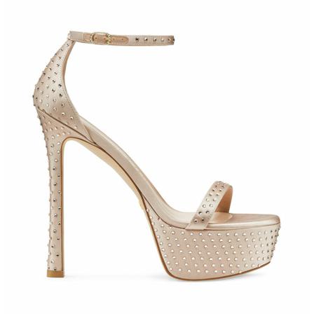 Stuart Weitzman, Nudistcurve Hollywood Shine Sandal Beżowy, Kobieta, Rozmiar: 37 1/2 EU