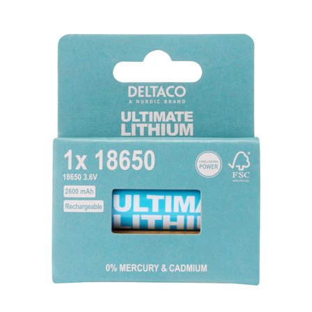 Deltaco Ultimate Lithium, 3.6V, 18650, 1-pk