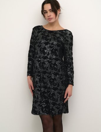 Kaffe Kagritt Sequin Dress - Black - XS