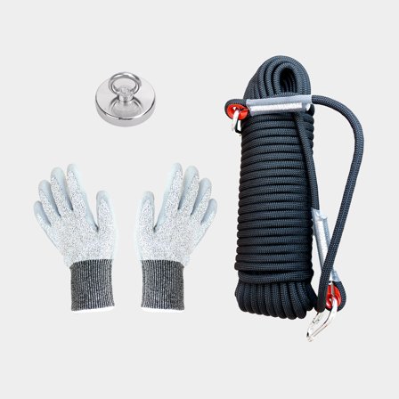 Magnet fishing kit NOCK Treasure Hunt Premium, single-sided neodymium magnet (Ø75 mm / lifting capacity 320 kg) + thread locker, 5 ml + 16-braided 