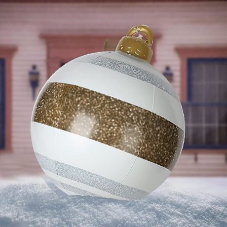 Light Up Uppblåsbar Julkula, Uppblåsbar Pvc Juldekor med LED-ljus & fjärrkontroll för utomhusgård