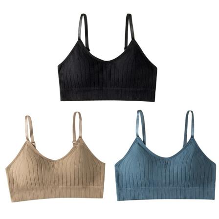 3ST Trådlös väst BH Justerbar axelrem Sömlös sportunderkläder Blå Kaki Svart Blandad Färg Fri storlek