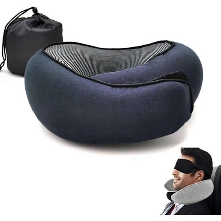 Rejse Nakkepude, Memory Foam Rejse Nakkepude, 360 Graders Komfort og Åndbarhed, Flyrejse Nakkepude, Sammenklappelig U-formet Pude