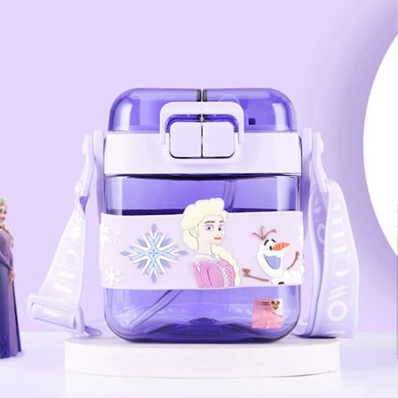 600ML Vattenflaska med Stor Kapacitet, Tecknad Flip Top Vattenflaskor för Kontor, Arbete, Hemma, Sport