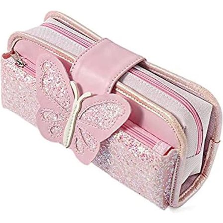 1 stk. blyantæske lærred blyantæske skole blyantæske lynlås makeup børste taske sequin kosmetik taske