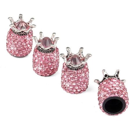 Kristal Dækventilhatte, 4-pak Universal Crown Crystal Rhineston