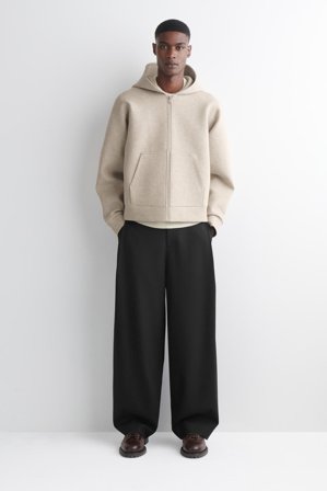 COS Men's Felpa Con Cappuccio E Cerniera In Jersey Di Scuba in Beige