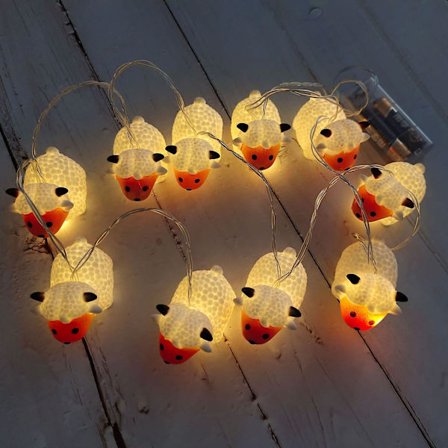 GHYT Søde dyr malede små får streng lys 3M 20LED ged ornamenter nyhed lys batteri drevet dekorative lam fe lys til indendørs udendørs