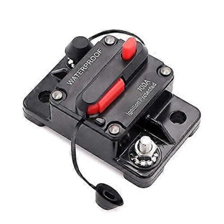 - 100A 12V-48V DC Vattentät Bilströmbrytare med Manuell Återställningssäkringshållare för Bil, Båt (100A)