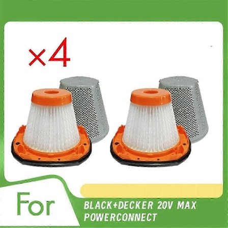 Velegnet til 4 STK Filterudskiftning til BLACK+DECKER 20V MAX POWERCONNECT Håndholdt Støvsuger Model BCHV001C-CHENG DU SI XI