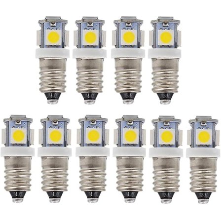10 stk. E10 12v Cool White Led-pærer 5smd 0,5w 50lm Lampe