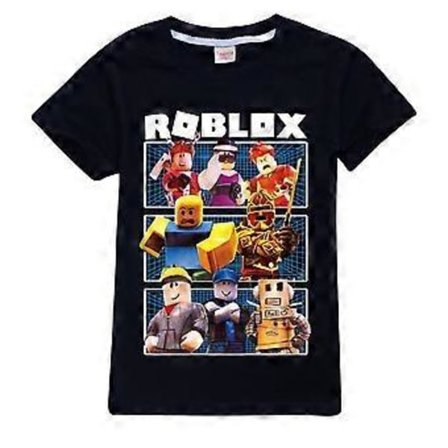 Roblox Trykt Børne T-shirt Gaming Gamer Fans Drenge Piger Sommer Kortærmet Tee Tops (7-8 År Sort)