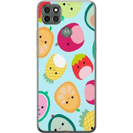 Kompatibel Mobilcover til Motorola Moto G9 Power Mønster af kawaii frugter som jordbær citron ananas og avocado på lyseblå baggrund