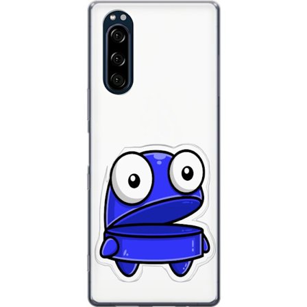 Kompatibel Mobilcover til Sony Sony Xperia 5 Blå tegneseriefigur med åbent udtryk og store øjne i sjov illustration