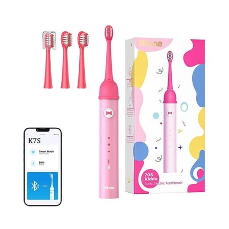 Elektrisk tandbørste til børn med app og børstehoveder - Pink