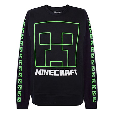 Minecraft Creeper Face Sweatshirt för pojkar 11-12 år Svart