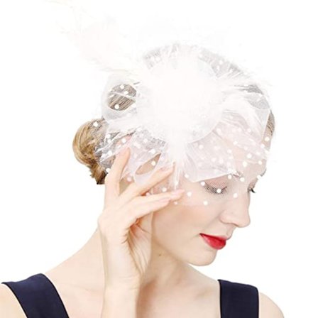 Hatte til kvinder 50'er Hovedbeklædning med Slør Blomst Cocktail Bryllup Te Party Kirke Derby Hat Mesh Top Hat Jockey Club Hårtilbehør