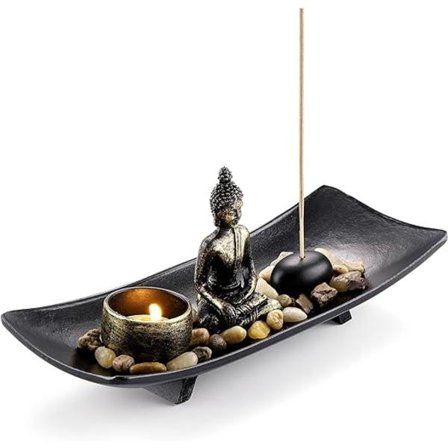 1 Stycke Ljusstake Zen Buddha Sittande Yoga Meditation Rökelse