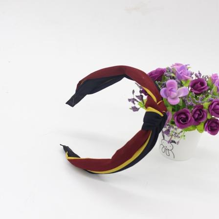 Moderigtigt Hårbånd med Sløjfe til Kvinder, Pigehårbånd, Hårpynt, Blå Marine, Vinrød Stribet