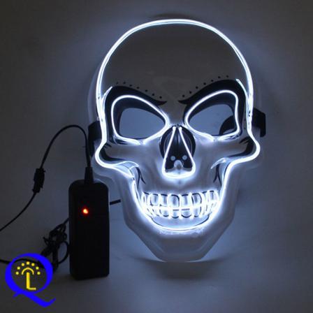 Halloween Led Döskalle Mask Skräck Ghost Head Vit