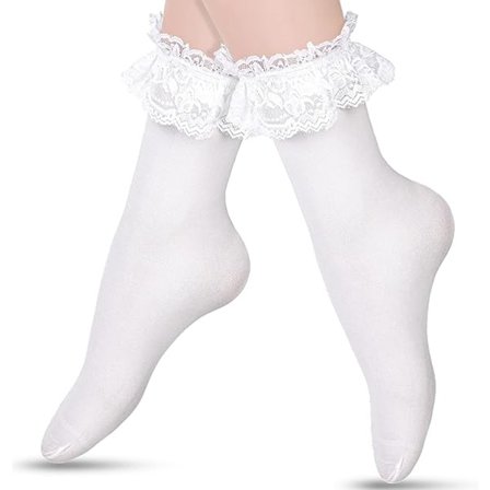 Hvid - Dame Uigennemsigtig Blonde Ruffle Sokker Prinsesser