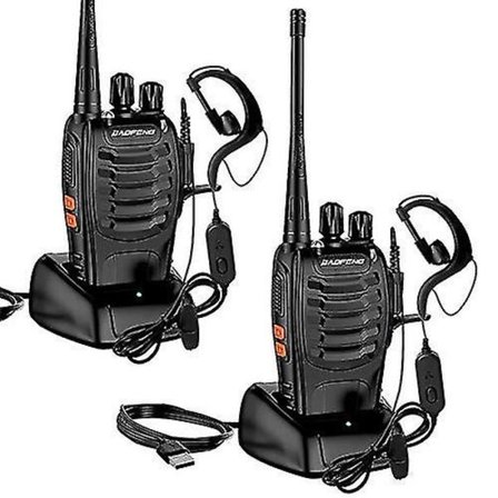 2x Walkie Talkies, Sayapeiy Bf-888s Toveisradiosett 1500mah 16 Kanaler 1-3km Rekkevidde Oppladbar Radiomottak, Med Bærbare Dobbelthodetelefoner