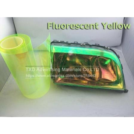 V rillinen auton v ri vaihtavan kalvon 1 kpl kameleontti-ajovalojen ja takavalojen vinyyli-s vykalvo tarra valokalvo k re 30X60CM/100CM-Xin Yellow 